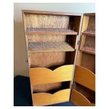 Vintage Wooden Spool Holder Cabinet with Shelves