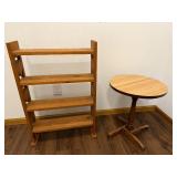Wooden Bookshelf and Round Side Table Set