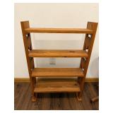 Wooden Bookshelf and Round Side Table Set