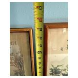 Set of 2 Chinese Watercolor Paintings in Bamboo Frames