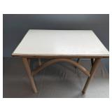 Vintage Wooden End Table with Worn Cream Finish