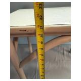 Vintage Wooden End Table with Worn Cream Finish