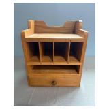 Wooden Desktop Organizer with Compartments and Drawer