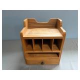 Wooden Desktop Organizer with Compartments and Drawer