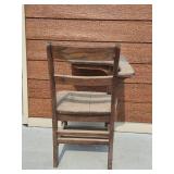 Vintage Wooden Student Desk Chair with Integrated Writing Surface