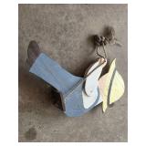 Pair of Handcrafted Wooden Farmer Child Shelf Decor