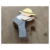 Pair of Handcrafted Wooden Farmer Child Shelf Decor