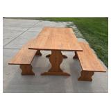 Natural Wood Picnic Table with Benches Set