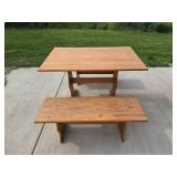 Natural Wood Picnic Table with Benches Set
