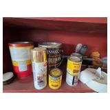 Collection of Various Paints, Solvents, and Wood Finishing Products - content quantities unverified