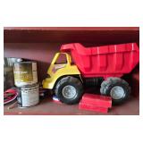 Assorted Vintage Items with Tonka Toy Truck and Wooden School Bus