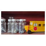 Assorted Vintage Items with Tonka Toy Truck and Wooden School Bus