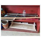 Assorted Garden and Household Tools with Toy Train