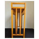 Antique Wooden Side Table with Stained Glass Panel