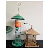Garden Bird Feeder Set: Bath, Feeder, Lantern-Style House