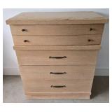 Vintage Blonde Wood Chest of Drawers with Brass Handles