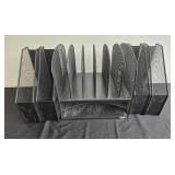 Black Metal Mesh Desktop File Organizer with Multiple Compartments