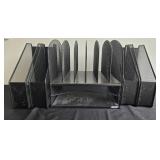 Black Metal Mesh Desktop File Organizer with Multiple Compartments