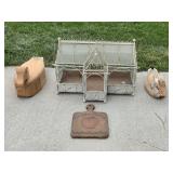 Decorative Rustic Decoy Wooden Ducks, Cutting Board Shaped Wall Hanging and Glass Terrarium