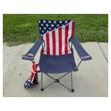Set of Folding American Flag Camping Chairs with Carry Bags