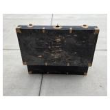 Vintage Black Wooden Trunk with Floral Interior