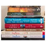 Collection of Books Including Titles by Yuval Noah Harari and Jon Meacham