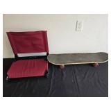 Used Skateboard and Folding Stadium Seat