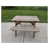 Rustic Wooden Picnic Table with Benches