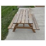 Rustic Wooden Picnic Table with Benches