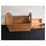Rustic Wooden Berry Basket or Magazine Holder and Box Set