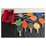 Collection of Table Tennis Paddles, Tennis Racket, and Accessories