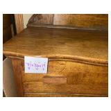 Antique Oak Dresser with Ornate Mirror and Three Drawers