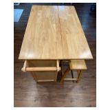 Wooden Kitchen Island Cart with Extended Table and Stool