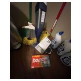Cleaning Supplies Bundle with Stainless Trash Can, Brooms, Mops, and Detergents - contents quantities unverified
