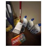 Cleaning Supplies Bundle with Stainless Trash Can, Brooms, Mops, and Detergents - contents quantities unverified