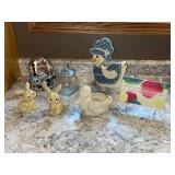 Set of Decorative Home Decor Items - Includes Snow Globe, Ceramic Duck, and More