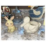 Set of Decorative Home Decor Items - Includes Snow Globe, Ceramic Duck, and More