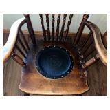 Vintage Wooden Rocking Chair with Carved Back Detail