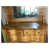 Antique Oak Sideboard with Mirror and Carved Details