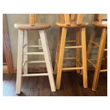 Set of 5 Wooden Bar Stools with Natural Finish