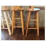 Set of 5 Wooden Bar Stools with Natural Finish