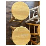 Set of 5 Wooden Bar Stools with Natural Finish