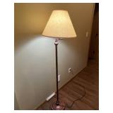 Antique-Style Bronze Floor Lamp with Fabric Shade