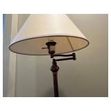 Antique-Style Bronze Floor Lamp with Fabric Shade