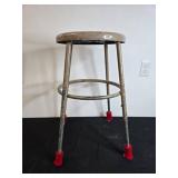 Vintage Metal Stool with Protective Foot Caps