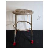 Vintage Metal Stool with Protective Foot Caps