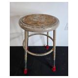 Vintage Metal Stool with Protective Foot Caps