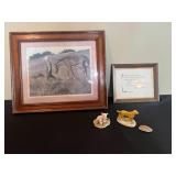 Framed Art Collection with Figurines and Seashell
