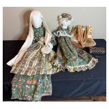 Vintage Handmade Rag Dolls and Handcrafted Bags Set