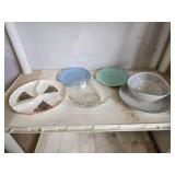 Collection of Assorted Decorative and Plain Plates with Bowls